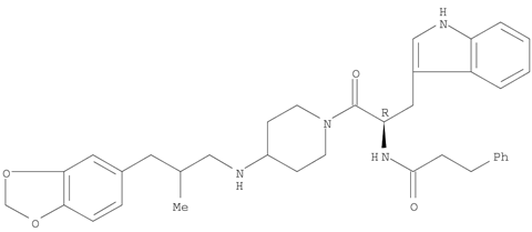 Benzenepropanamide, N-[(1R)-2-[4-[[3-(1,3-benzodioxol-5-yl)-2-methylpropyl]amino]-1-piperidinyl]-1-(1H-indol-3-ylmethyl)-2-oxoethyl]-